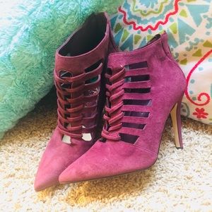 Ivanka Trump Burgundy Pointed Toe Ankle Booties